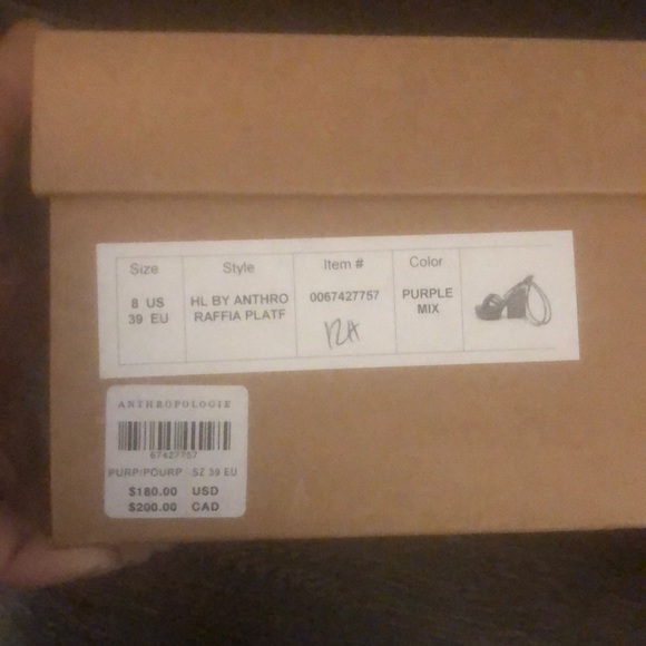 Anthropologie raffia  leather wrap platform heels in purple size 39 EU 8 US New - Picture 7 of 8